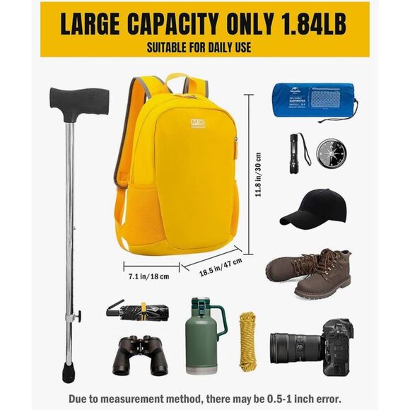 New Moodone 30L Lightweight Yellow Backpack - Unisex - Picture 7 of 11